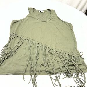 Boutique 9 Sage Green Fringe Tank Top